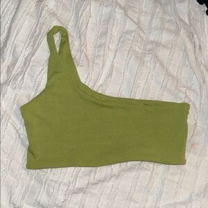 Green One-Shoulder Crop Top